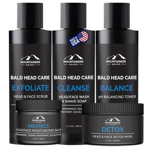 Ultimate Bald Head Care Gifts Bundle For Men | All Natural 5 Step Skin Care - Picture 1 of 7